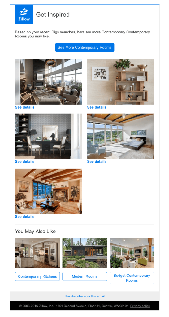 Zillow personalization example
