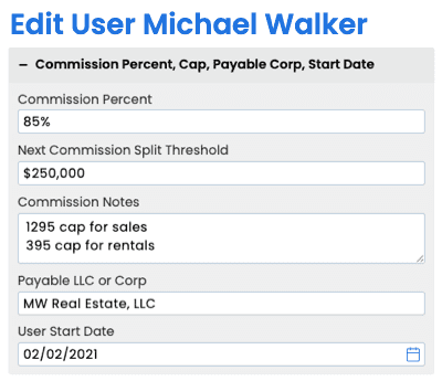 Track agent commission splits