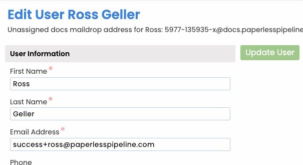 Paperless Pipeline interface tailored to an individual agent