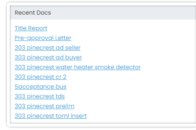 Recent Docs list inside the Follow Up Boss embedded panel