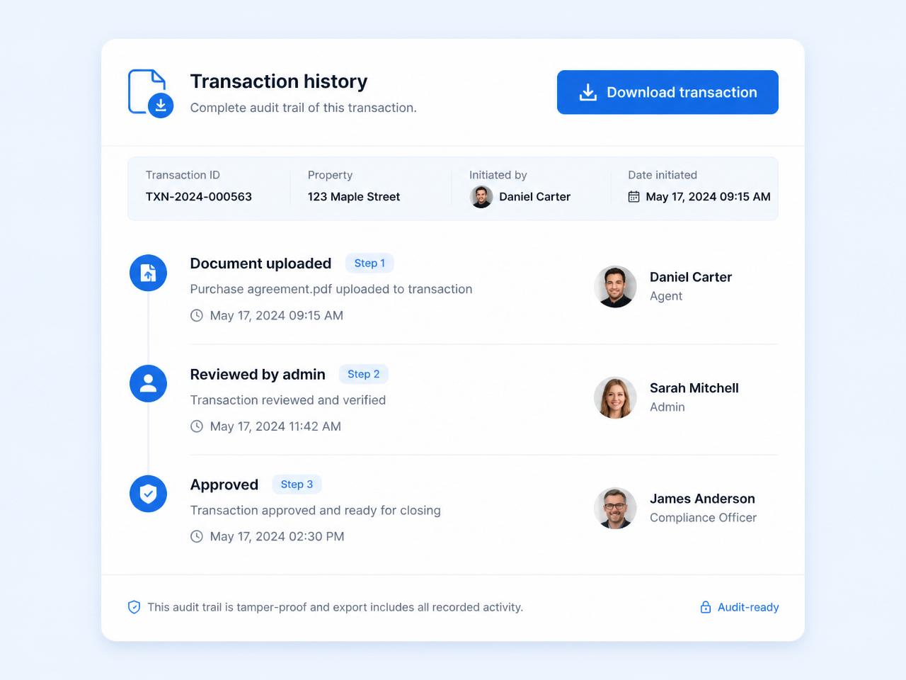 Audit-ready transaction export from Paperless Pipeline