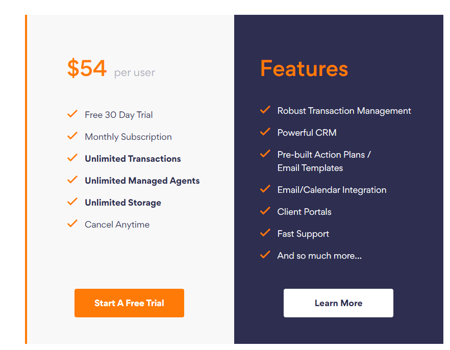 AFrame Software pricing page screenshot