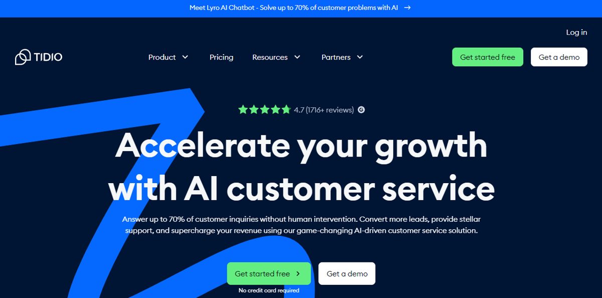 Tidio AI chatbot answering a website visitor
