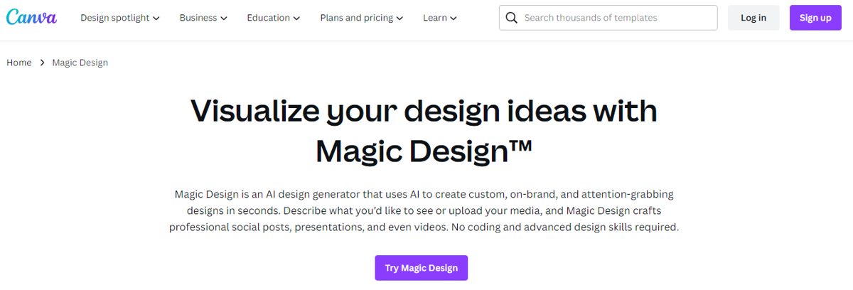 Canva Magic Design generating marketing visuals