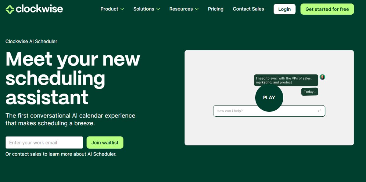 Clockwise AI scheduling assistant interface