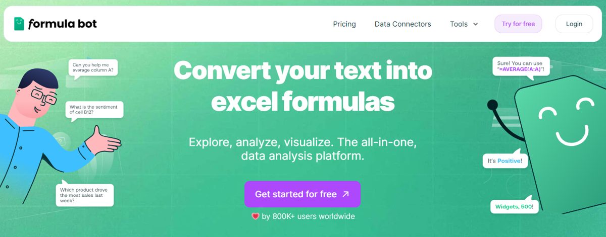 FormulaBot generating a spreadsheet formula from text