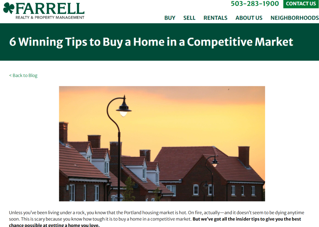 Example competitive market buying blog