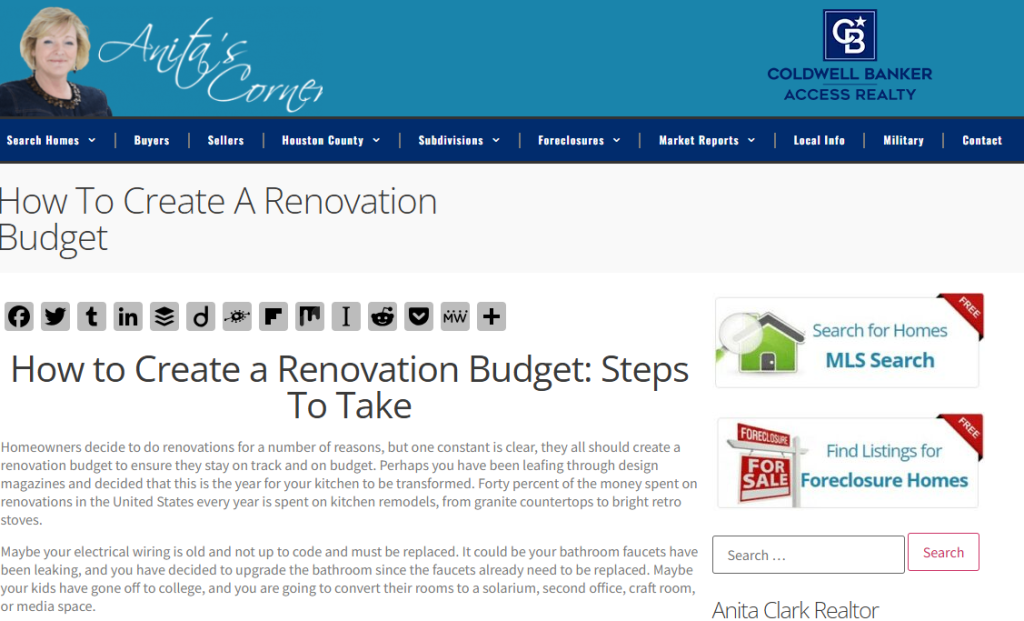 Example renovation budget blog