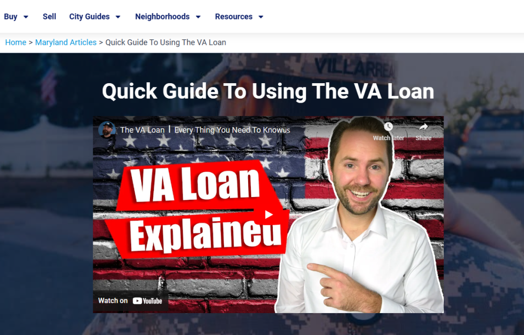 Example VA loan blog