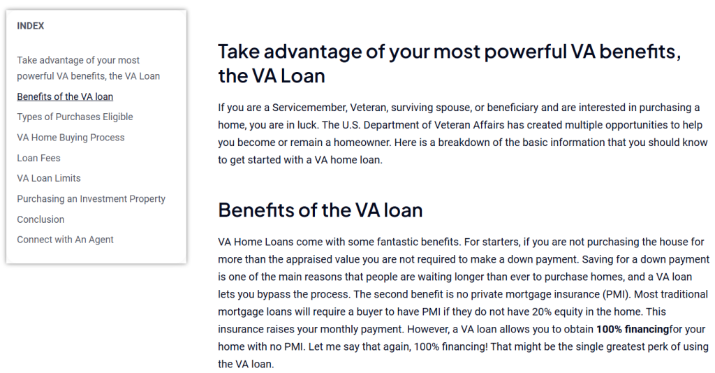 Example VA loan blog detail
