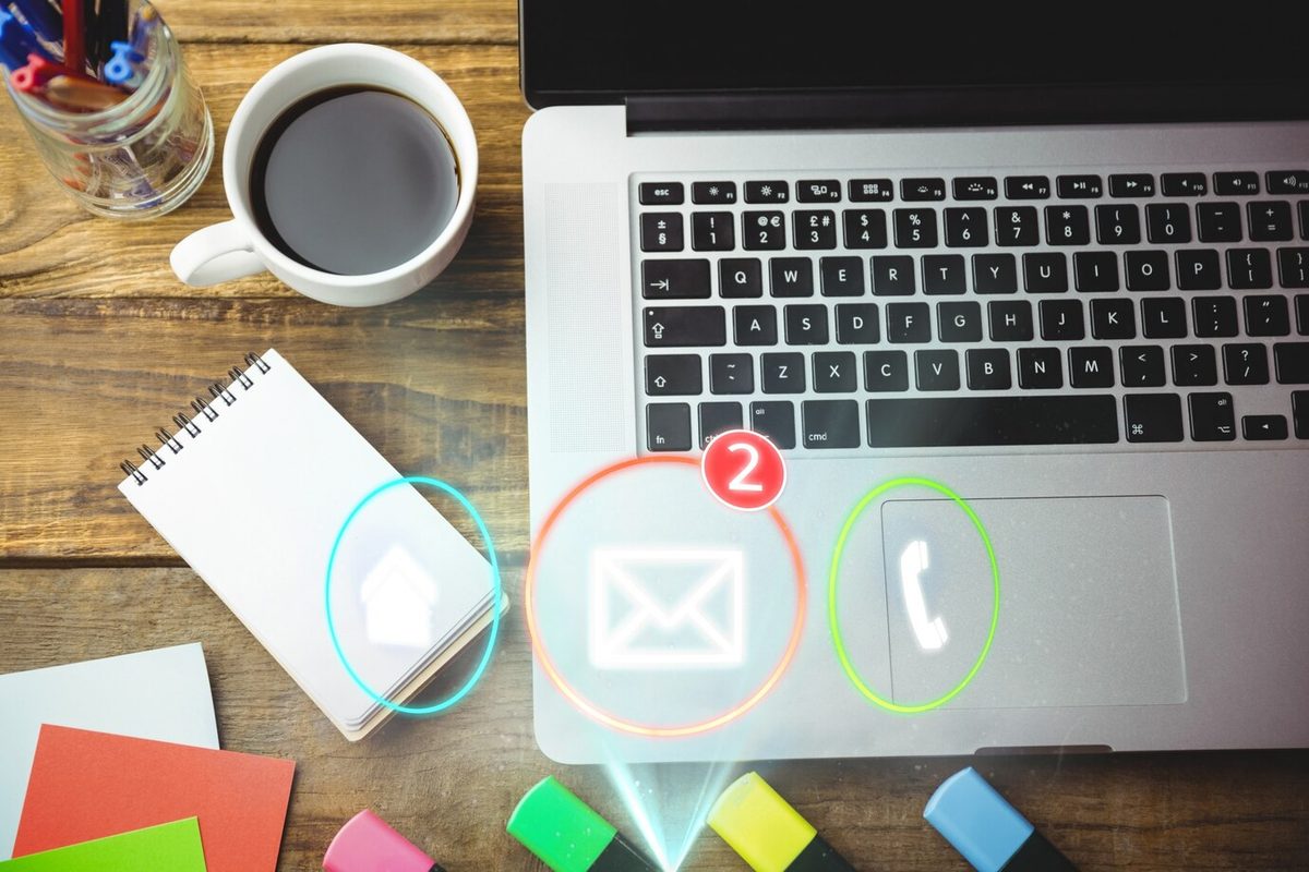 Real estate email newsletter open on a laptop