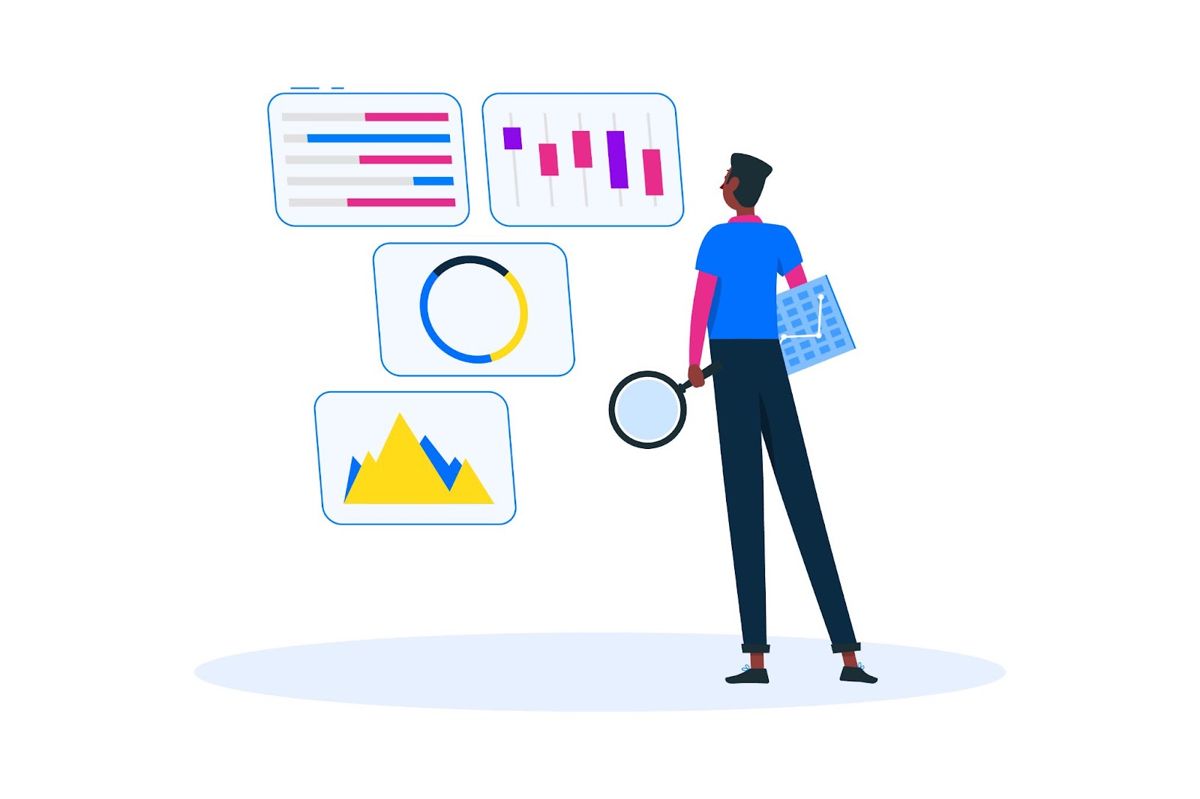 Illustration of market research charts used for real estate analysis