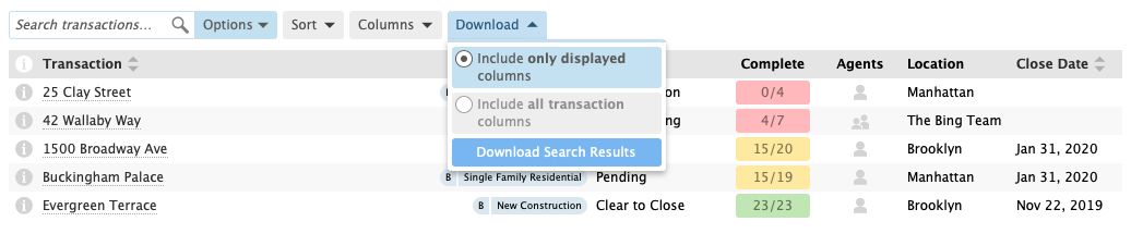 Paperless Pipeline transaction download options for custom reports