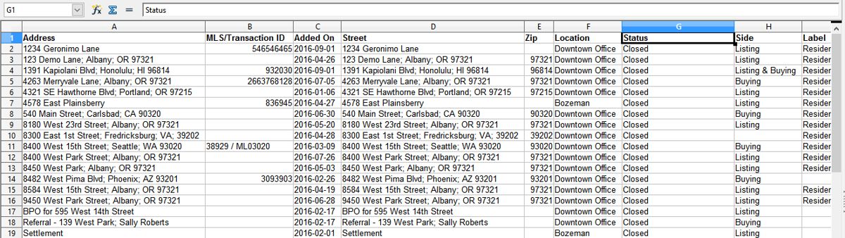 Paperless Pipeline spreadsheet download options in the dashboard menu