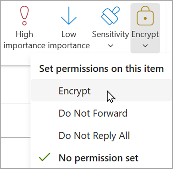 Microsoft Outlook email encryption option