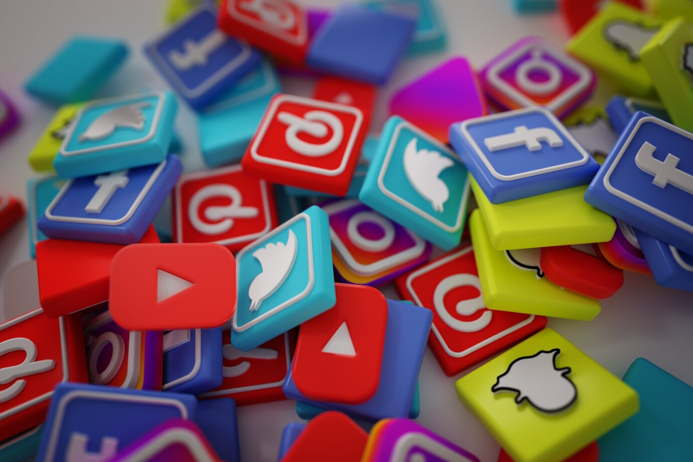 Pile of popular social media logos
