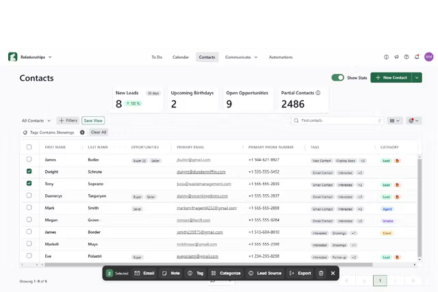 Lone Wolf CRM and lead management view