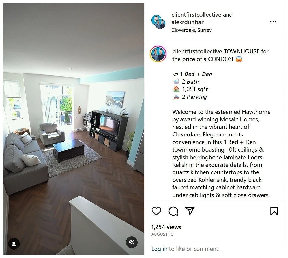 Instagram video walkthrough of a listing posted by Client First Collective