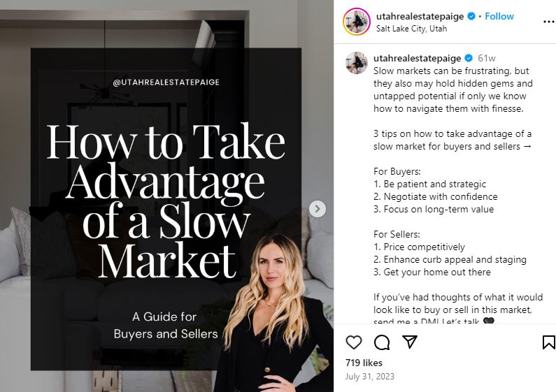 Educational Instagram post from Utah real estate agent Paige Steckling