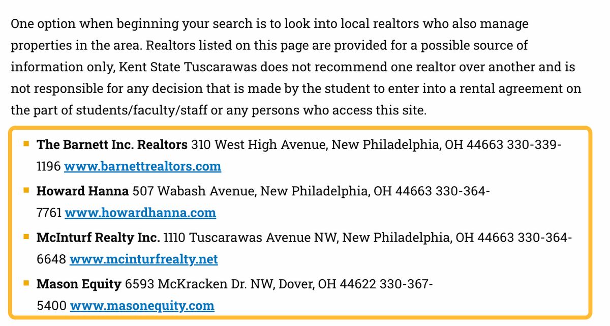 Example of backlinks to real estate websites shown inside a blog post