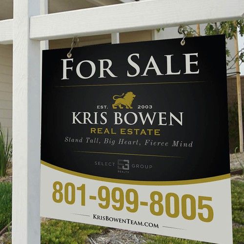 Retro-style real estate for sale sign design with clear contact information