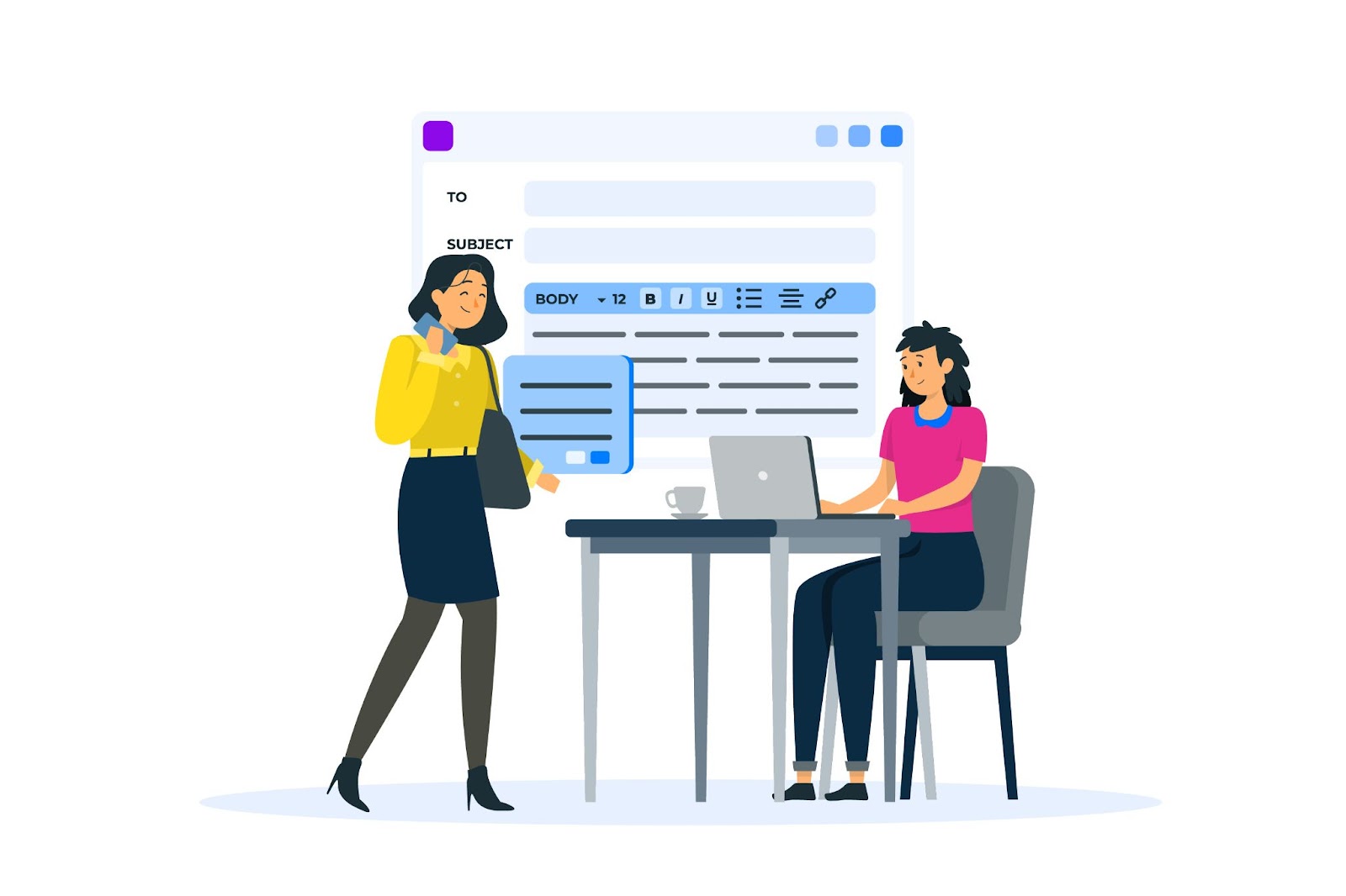 Illustration of scheduling time for emails and calls