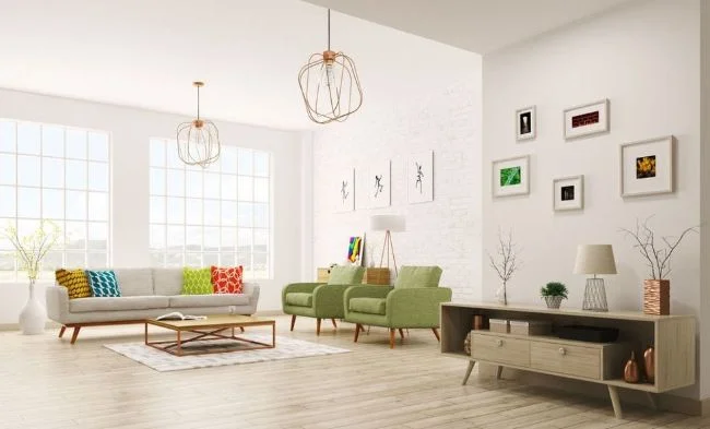 Bright living room photographed with a smartphone