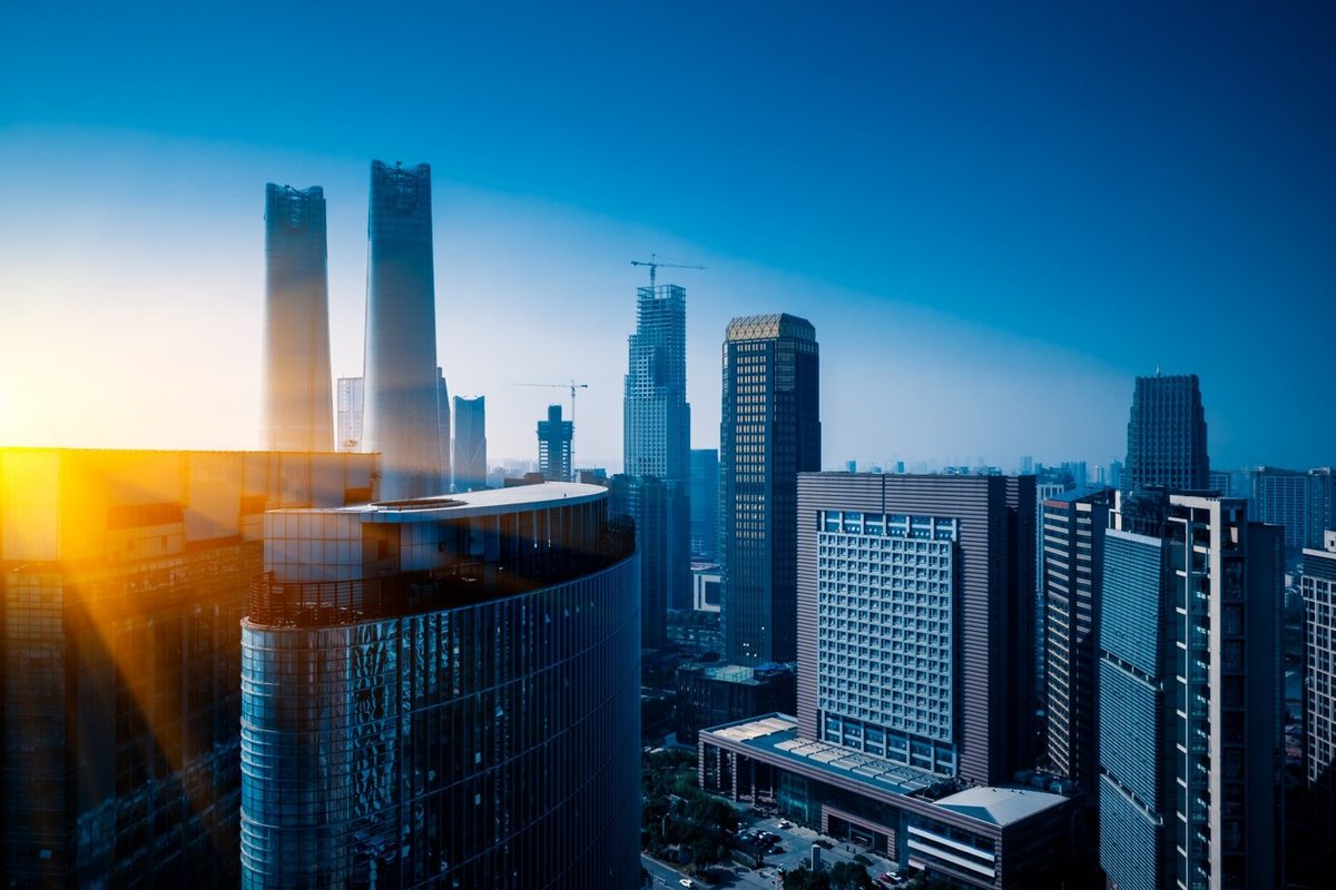 Modern business buildings in a financial district