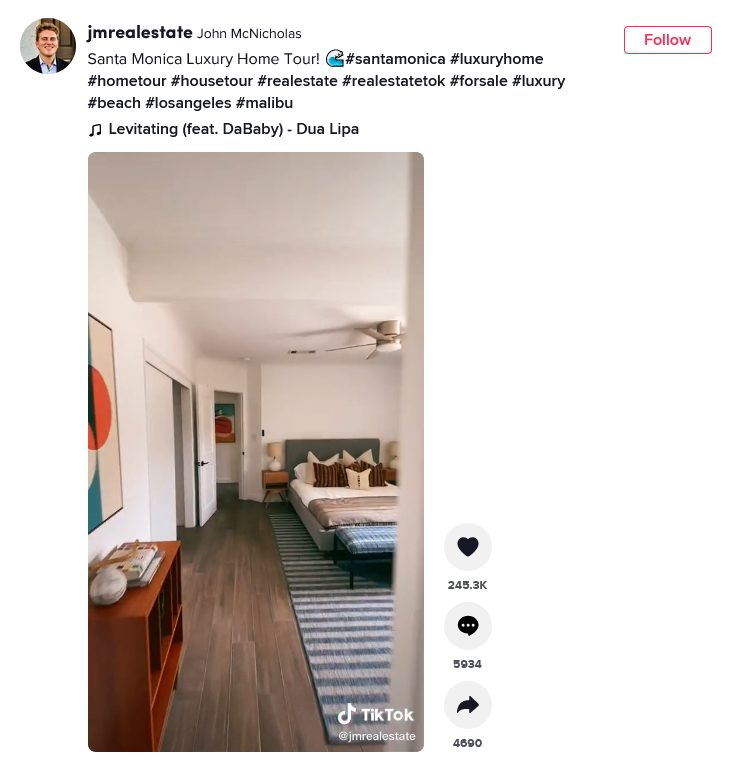 TikTok property tour video from real estate agent John McNicholas
