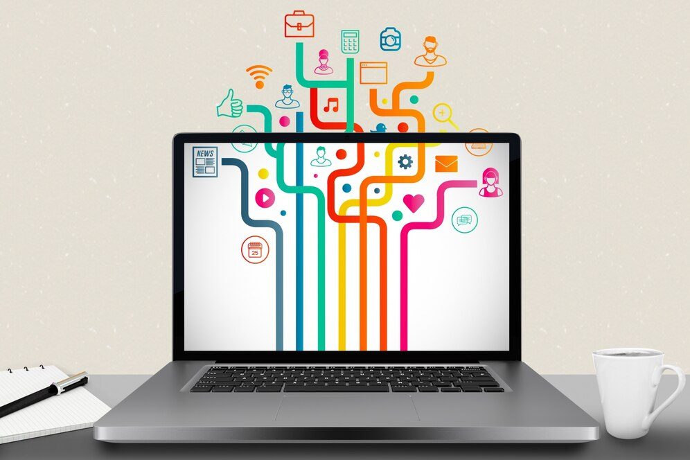 Laptop showing different web applications installed