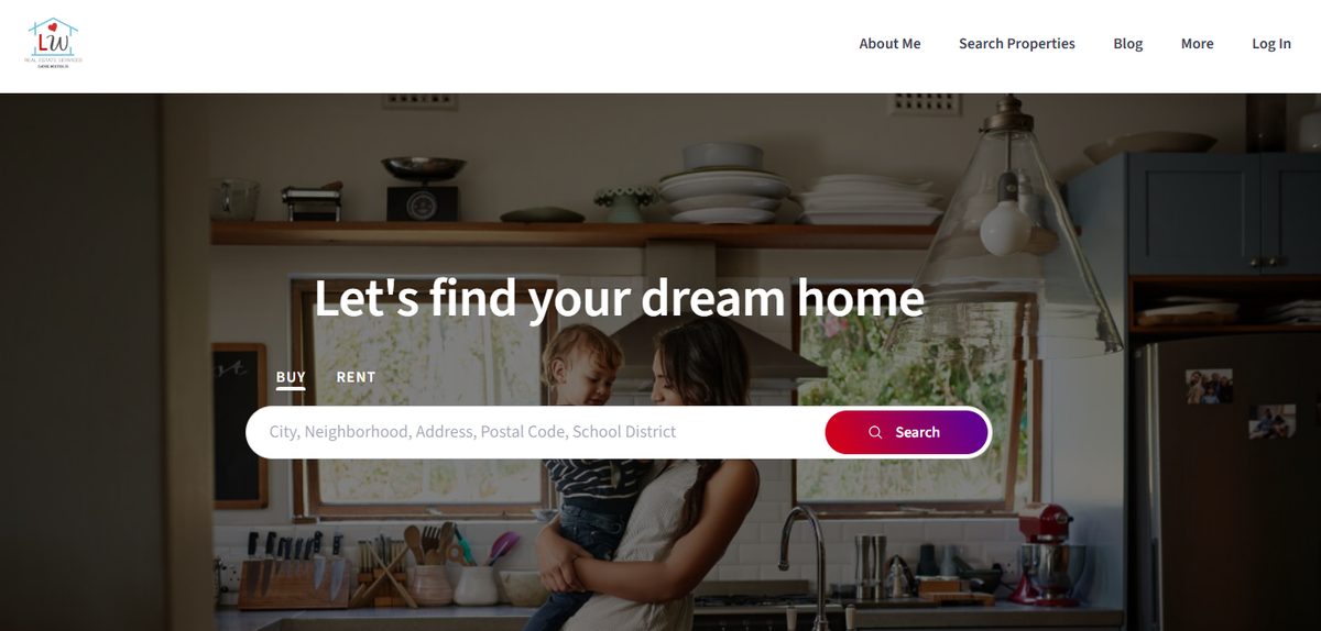 Predictive property search bar on the Laurie Wotus website