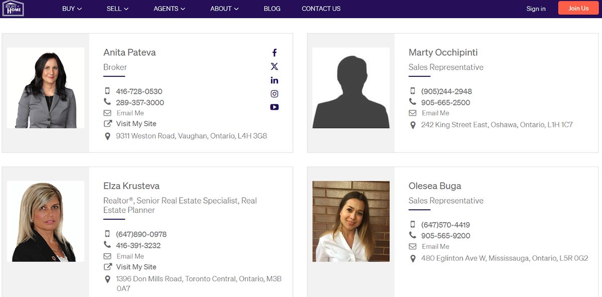 Agent profile directory on a brokerage website