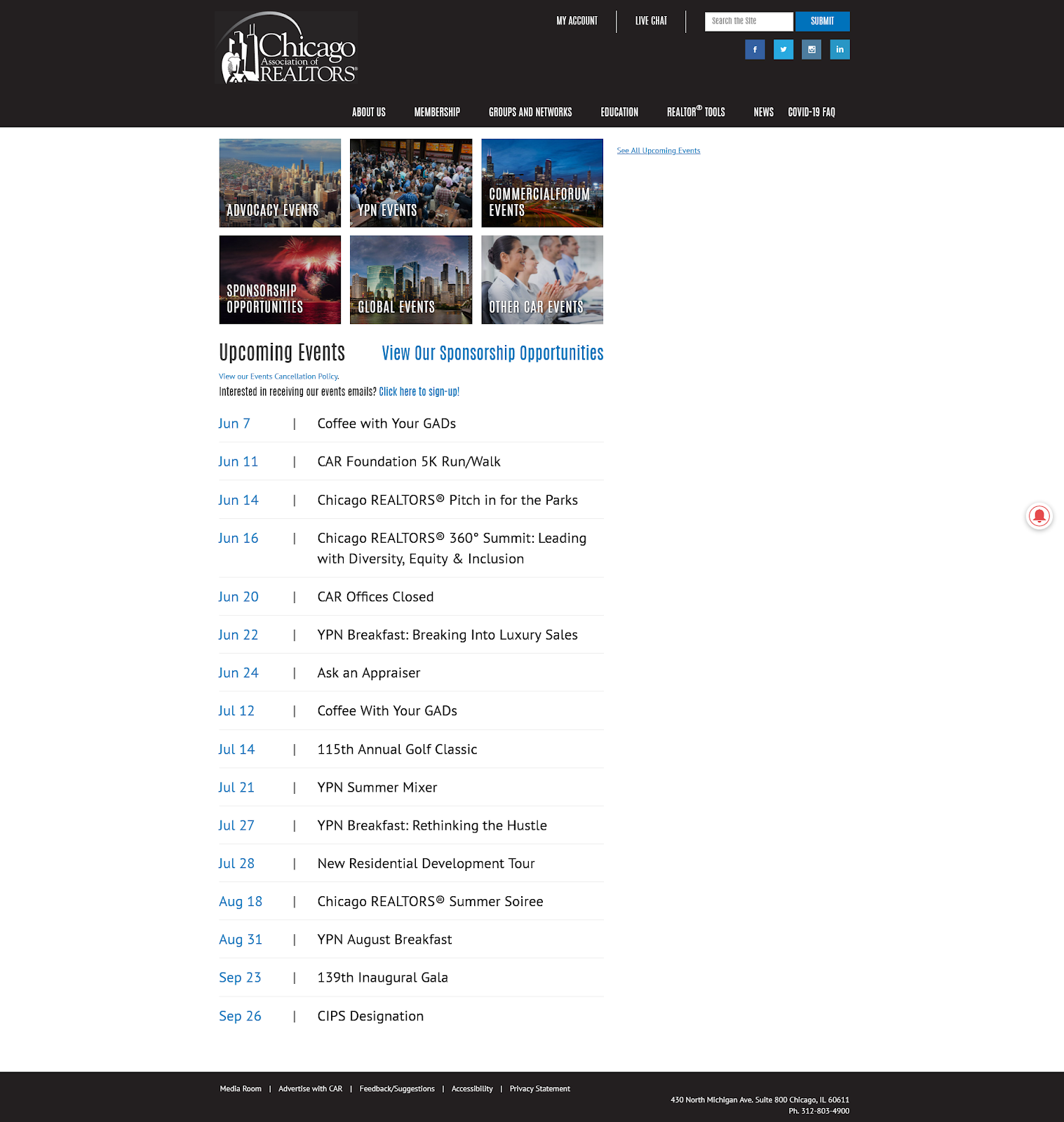 Chicago Association of Realtors events page
