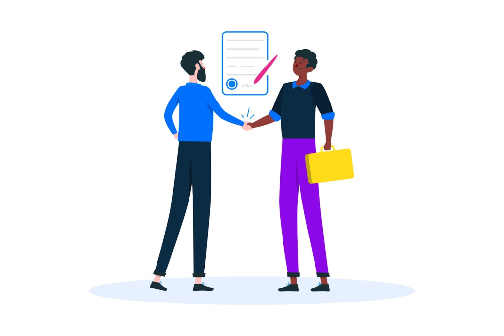 Person reviewing a written real estate referral agreement