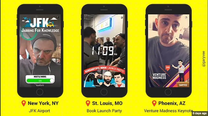 Gary Vaynerchuk using Snapchat geofilters