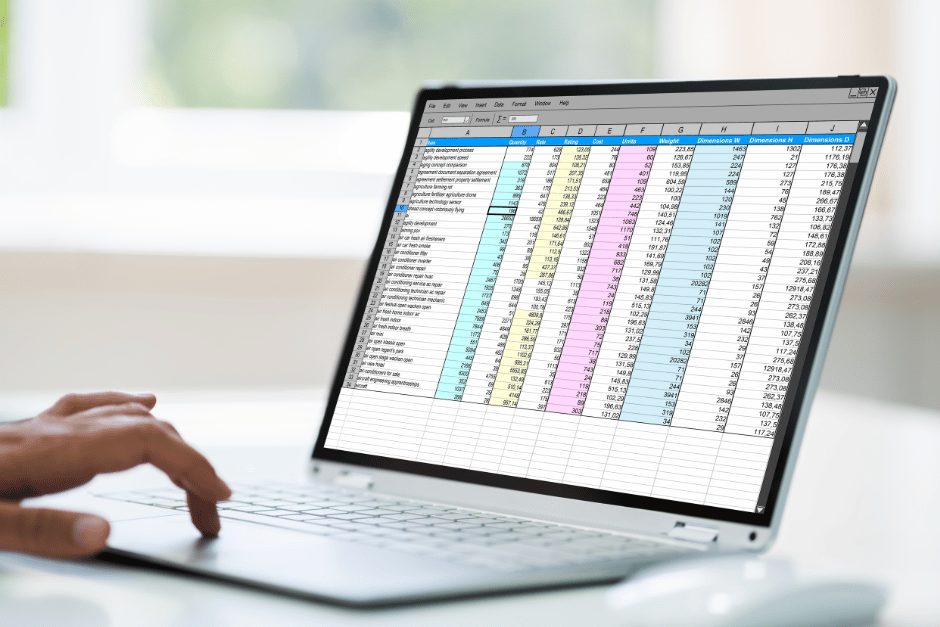 Agent reviewing a commission spreadsheet