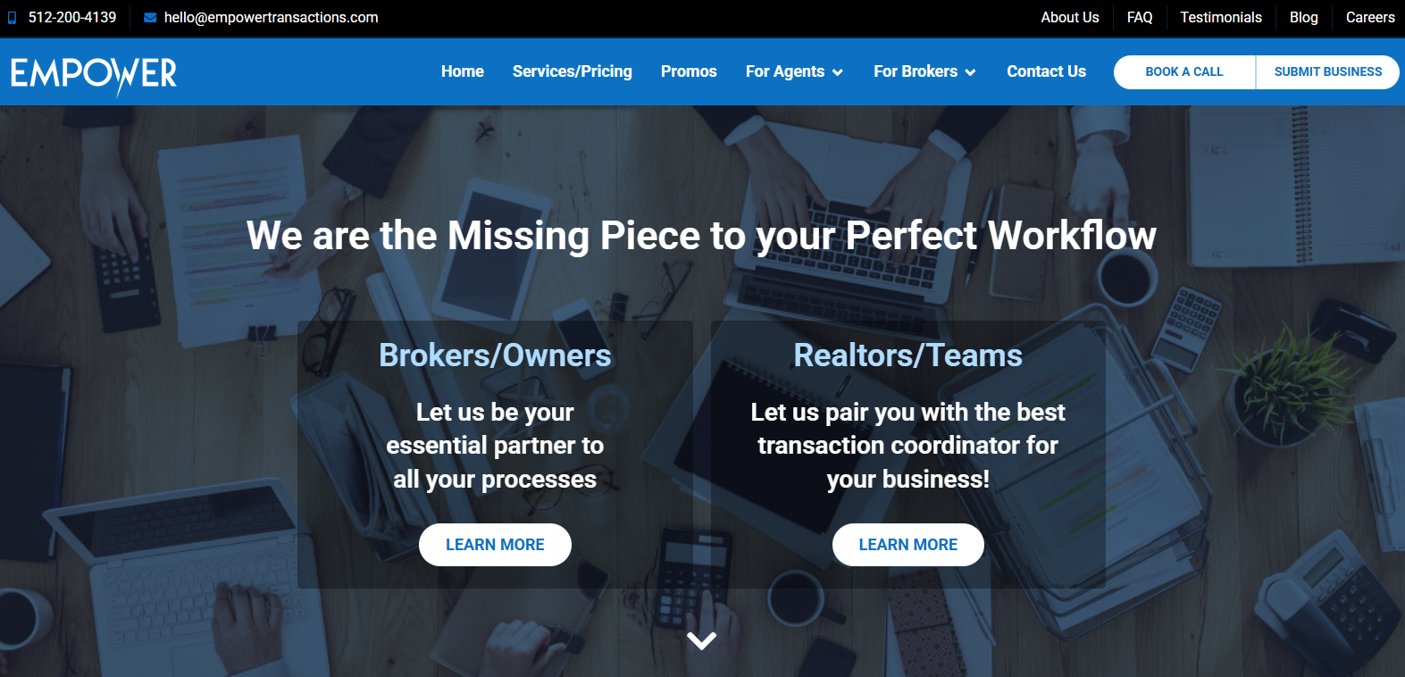 Empower Transactions website screenshot