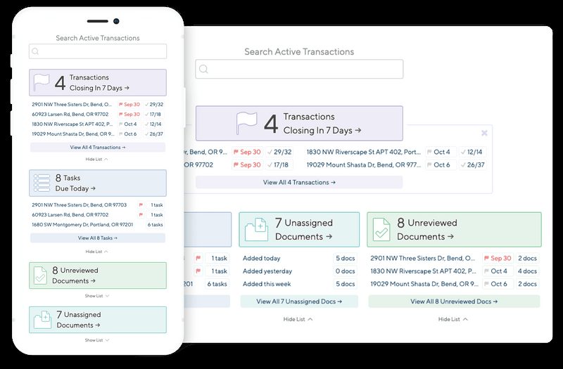 Clean transaction management dashboard interface
