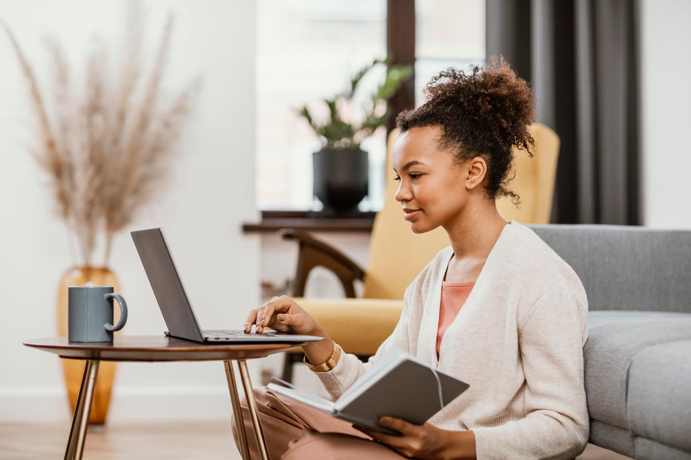 Real estate professional working from a home office