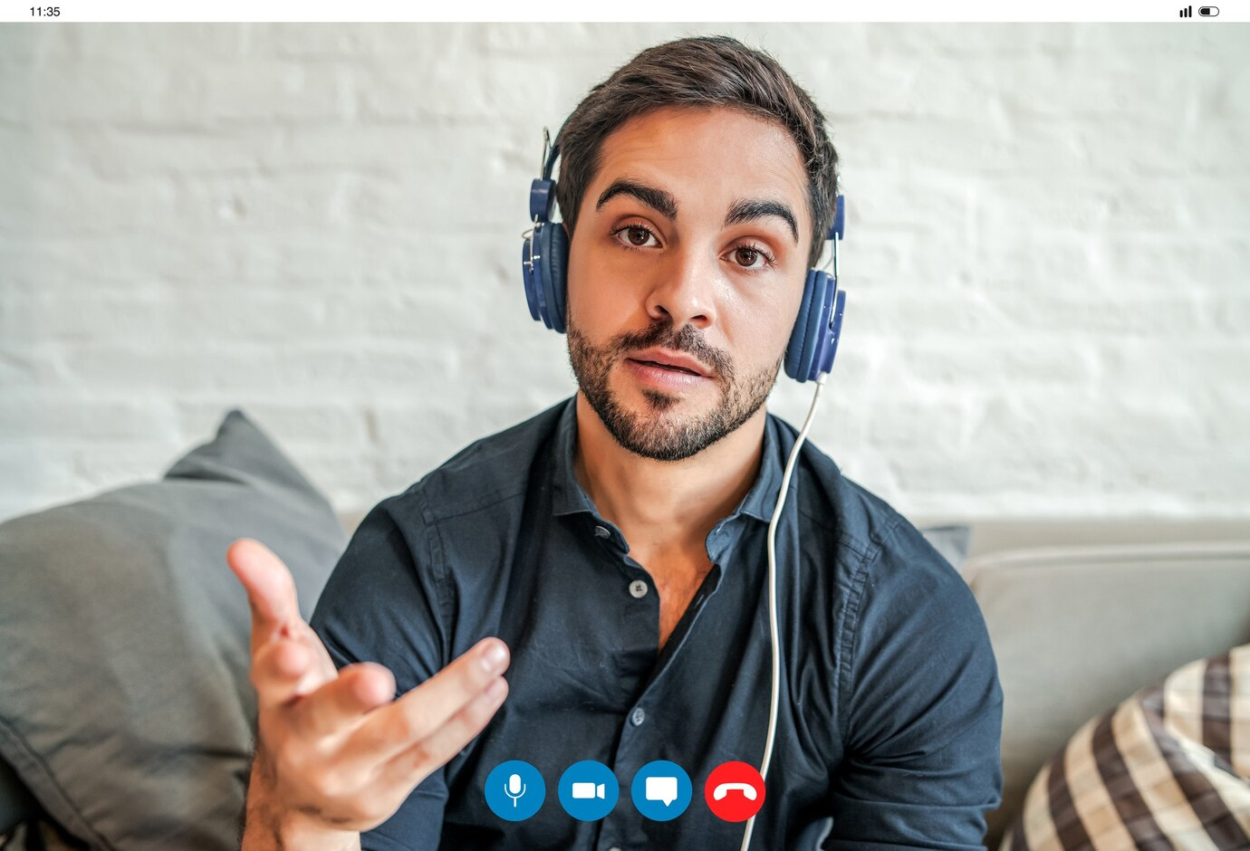 Real estate agent on a video call from home