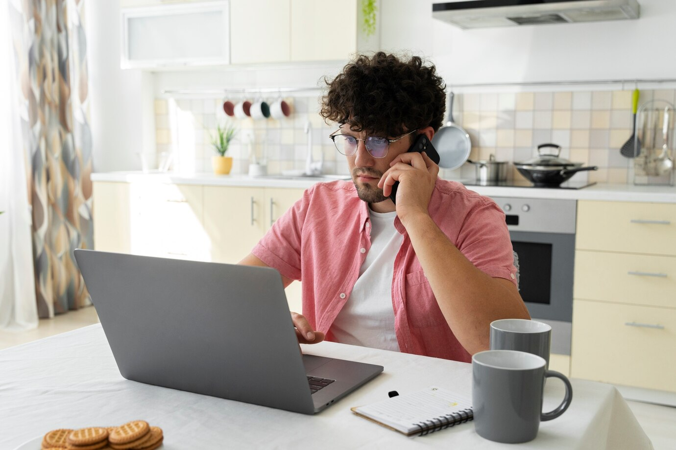 Realtor calling a client from a home office