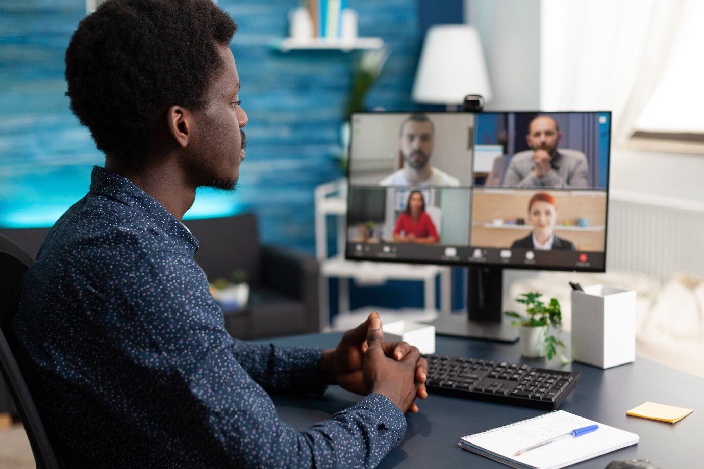 Real estate professional attending a virtual conference
