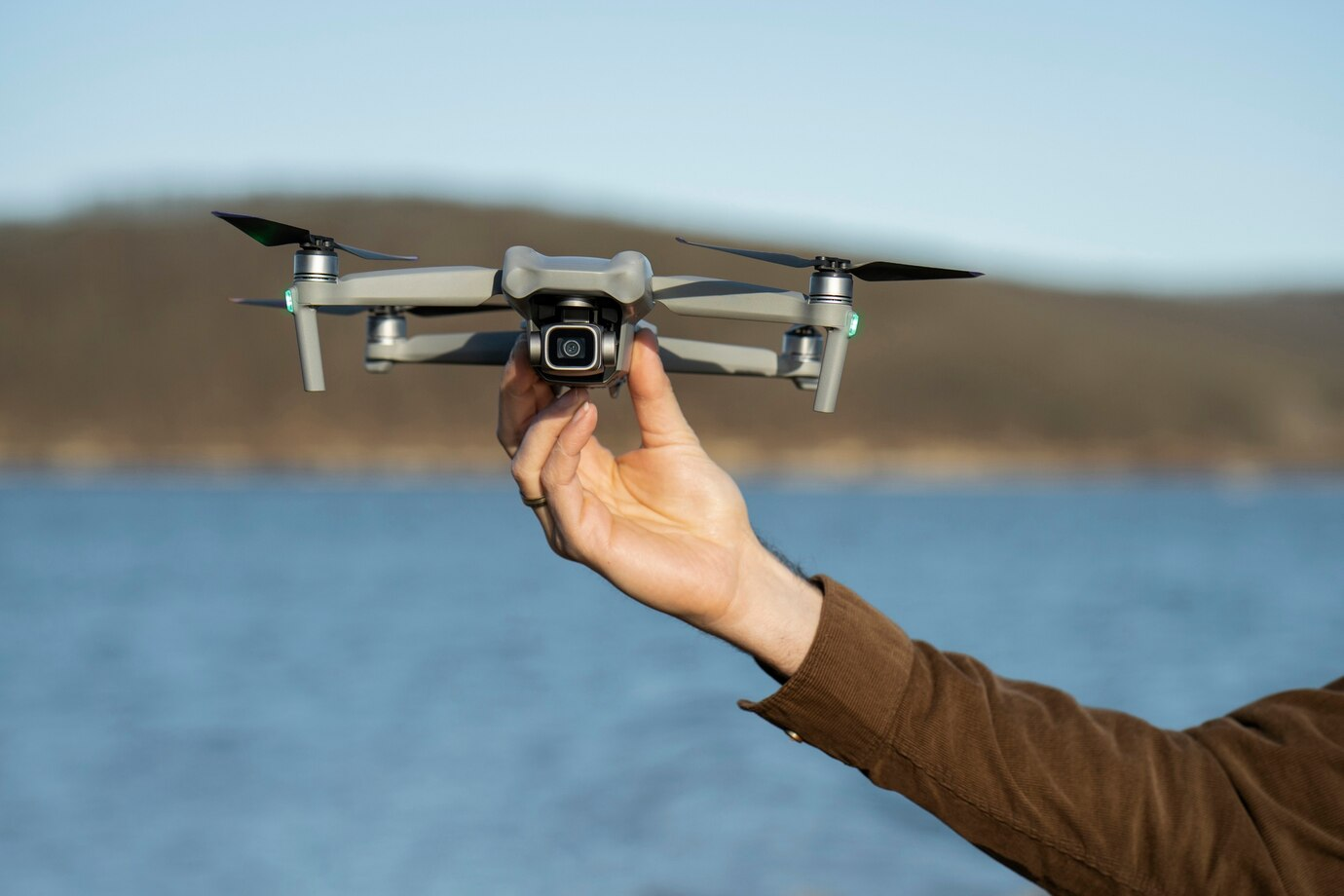Drone capturing aerial footage of a property
